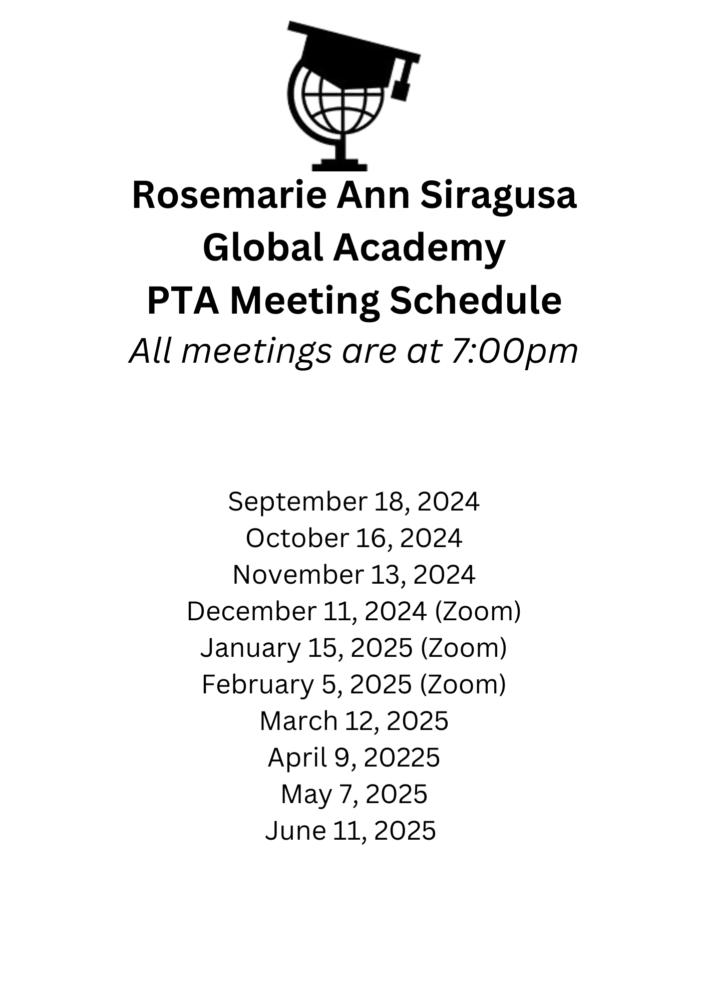 Proposed Meeting Schedule